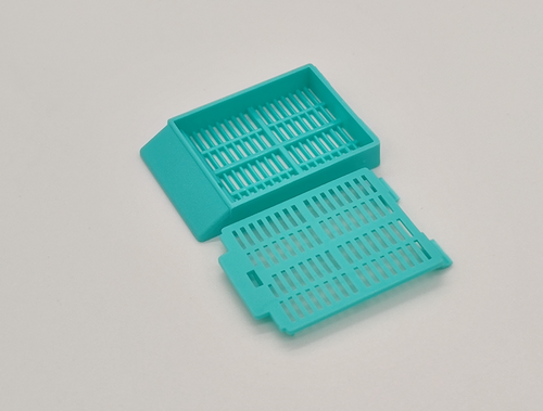 plastic biopsy tissue cassettes with detachable lid 30 angled face large writing area aqua 